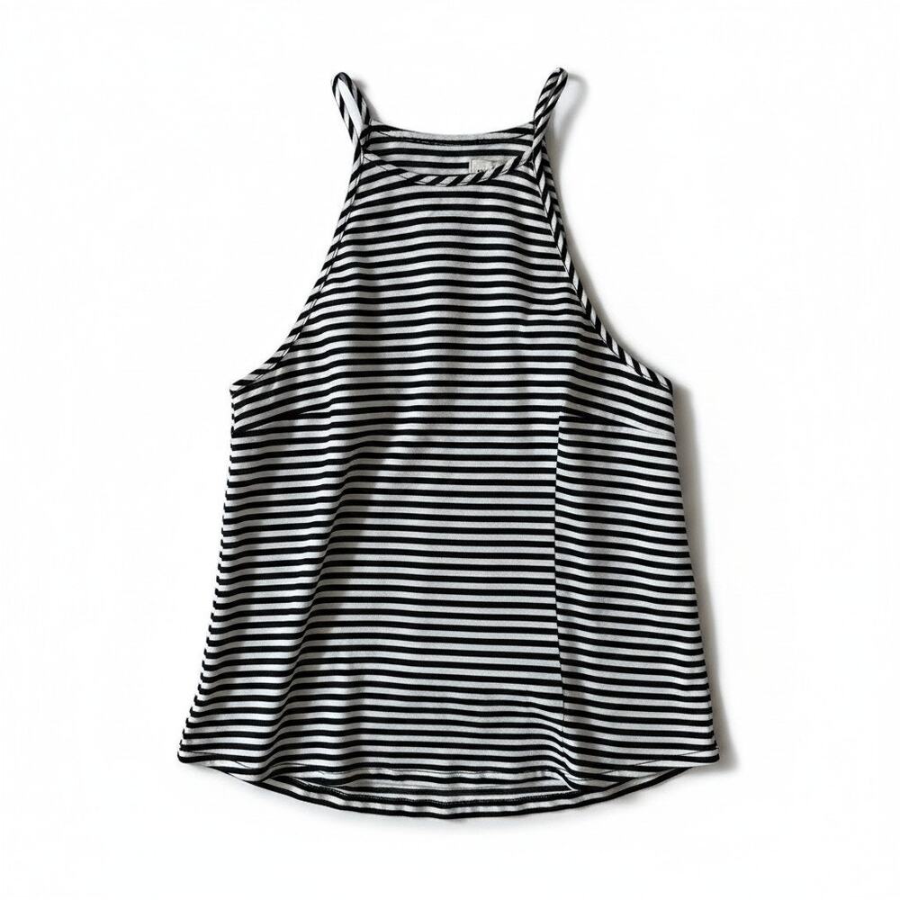 Abercrombie & Fitch Women Striped Blouse Tank Top Black White M Coastal Festival